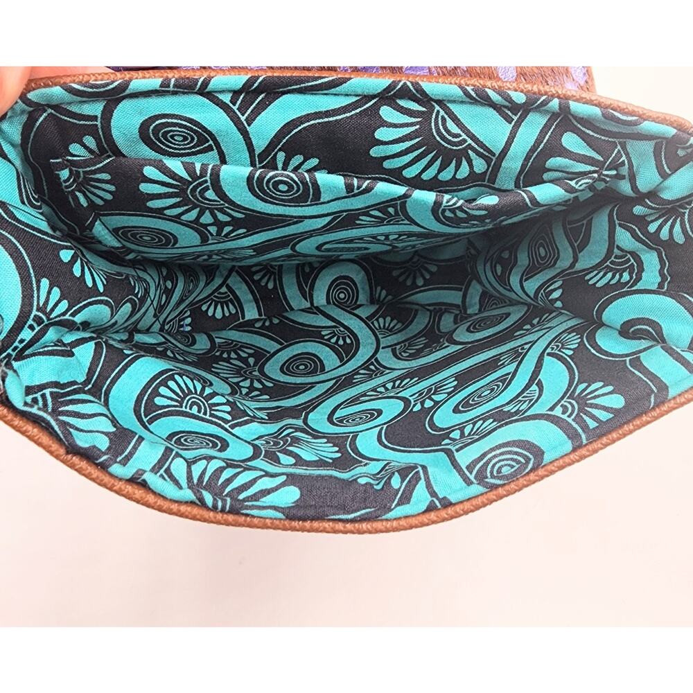 KENT STETSON Purse Chunky Turquoise Chain Gold Crossbody Strap Brown Leather - Picture 5 of 10